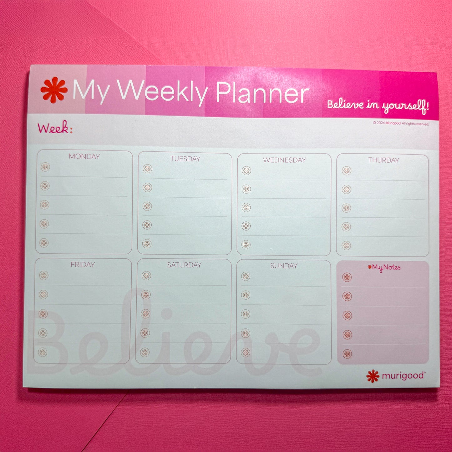 Believe My Weekly Planner